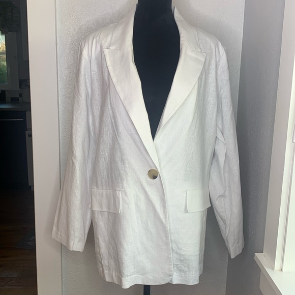 New Liz Claiborne white linen blend blazer size 18 coastal business casual - Picture 1 of 7